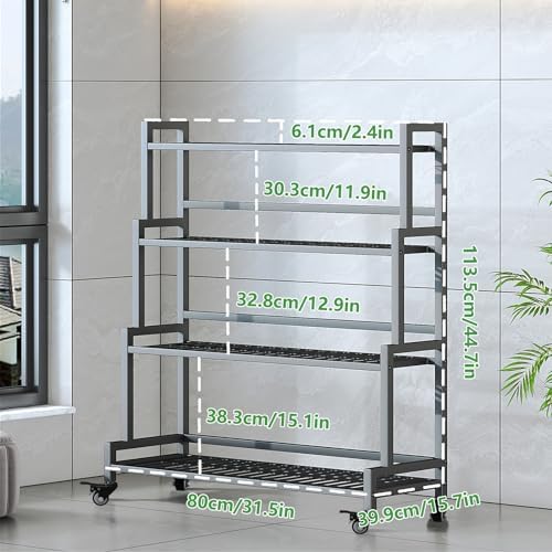 YIZAJIA Plant Stand Indoor Outdoor Tiered Stands Shelf With wheel 4 Tier - Image 3
