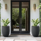 Kante Small Round Bullet Black Concrete Planter 21.7" Tall, Outdoor - Image 4