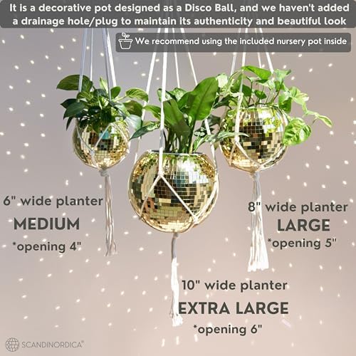 SCANDINORDICA Disco Ball Planter, Value Package, 10-inch Gold - Image 5