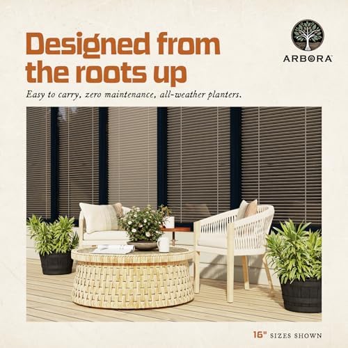 ARBORA 16" Whiskey Barrel Planter - Polyresin Large Outdoor Plant Pot - Image 5