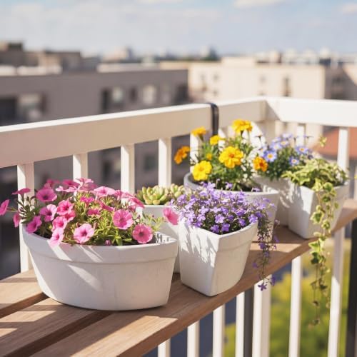 Patio Umbrella Planters Set, White, Country Style - Image 6