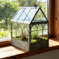 Large House Shape Glass Terrarium with Lid, Geometric Greenhouse - Style Planter for Ferns, Succulents, Air Plants, Handmade Indoor Tabletop Decor (Terrarium Only) by Unknown