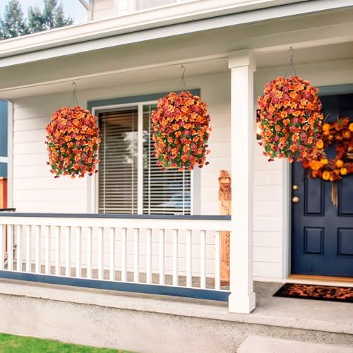 IINQCMY Artificial Flowers Fall Hanging Basket Outdoors Fake Begonias - Image 5