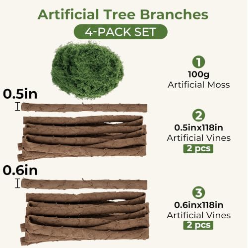 Artificial Vines with Moss for Decoration,4 Pack 118" Bendable Fake Vines - Image 2
