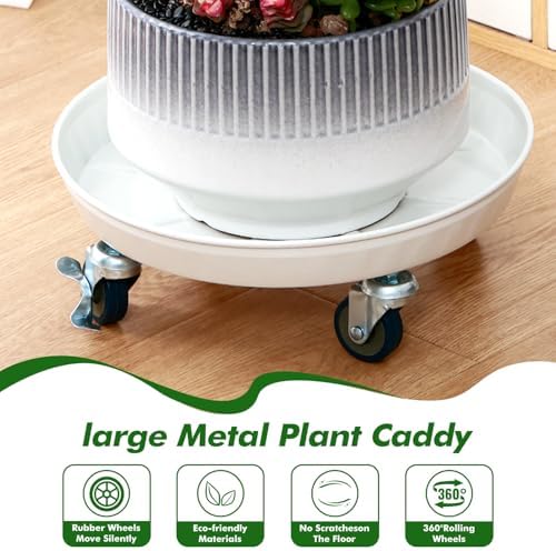 Planterhoma 3 Packs 16 inches Metal Plant Caddy with Wheels Extra-large Rolling Plant Stand Heavy-duty Iron Plant Dolly Casters for Indoor Outdoor Flower Pot Mover Roller Coasters - Image 4
