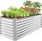 Best Choice Products 8x2x2ft Raised Outdoor Metal Garden Bed, Deep Root Box Planter for Vegetables, Flowers, Herbs, 240 Gallon Capacity, 100% Non Toxic Materials - Galvanized by BestChoiceProducts