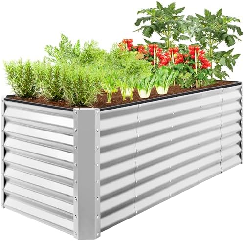 Best Choice Products 8x2x2ft Raised Outdoor Metal Garden Bed, Deep Root Box Planter for Vegetables, Flowers, Herbs, 240 Gallon Capacity, 100% Non Toxic Materials - Galvanized by BestChoiceProducts