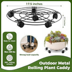 2 Packs 17.5" Extra-large Metal Plant Caddy with 6 Wheels Iron Rolling Plant Stands Heavy-duty Plant Roller Base Pot Movers Indoor Outdoor Wheeled Plant Dolly with Casters Planter Coaster Trolley - Image 3