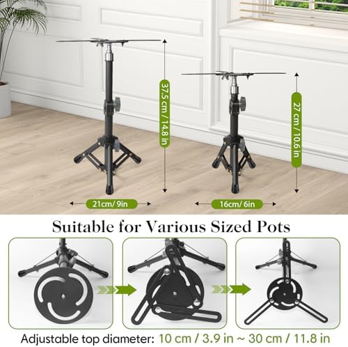 2 Pcs Adjustable Plant Risers,10-15" Rise, 4-12" Top & 6-9" Base, Metal - Image 2
