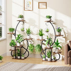 Metal Curved Shaped 6 Tier Corner Plant Stand with Grow Lights, 47" - Image 4