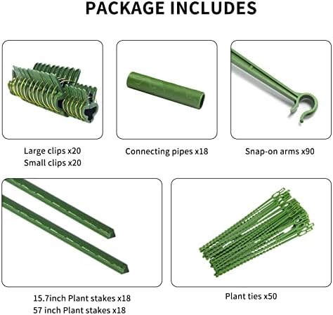 Growsun Tomato Cage for Garden, Upto 73 inch 6 PackTall Tomato Trellis Garden Stakes Plant Support, Green(5ft Stake add 18 inch Adjustable Stakes) - Image 4