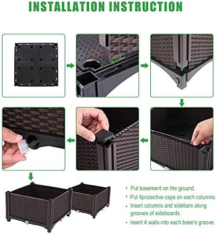 Elevated Planters Raised Garden Beds Plastic, Vegetables Plant Raised Bed Kits, Set of 2 Flowers Vegetables Growing Box with Legs & Drainage Holes for Garden Patio Balcony Restaurant, Espresso - Image 5