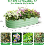 GarveeLife 2 Pcs 4.5x2x1.5ft Oval Raised Garden Bed,Galvanized Raised Beds,Open-Ended Base Metal Raised Planter Beds,Garden Bed Outdoor,Planter Raised Boxes for Vegetables,Flowers,Tool-Free Asse,Green - Image 2