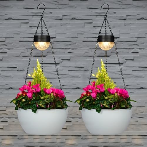 BAYN 2 Packs Solar Hanging Basket Planters for Plants Outdoor - Image 2