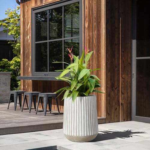 LuxenHome 16.1" H Concrete Tall Planter, Large Outdoor Indoor Plant Pot by LuxenHome