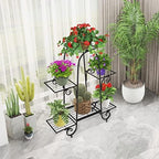 S AFSTAR 6-Tier Metal Plant Stand, Heavy-Duty Plant Display Stand Rack w/ Adjustable Footpads, Slatted Support Panel, Elevated Base, Decorative Flower Potted Holder Rack for Balcony, Living Room, Easy Assembly - Image 2