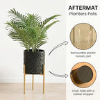 Modern Planter Pots, Set of 2 Black Planters with Stand, Decorative Planters, Metal Pots with Drainage Holes for Living Room, Office, Garden - Image 5