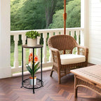 Plant Stand Indoor, 2 Tier Wood Round Potted Holder Rack, 27 " Tall Flower Pot Stand Shelf, Round Supports Plant Stand for Large Plants, Corner Plant Shelf for Balcony Garden Patio Living Room, Brown - Image 2
