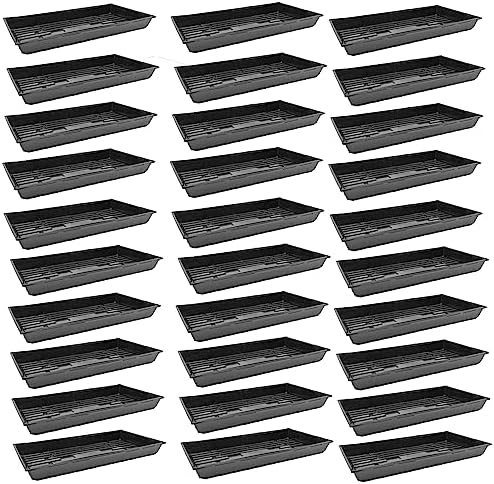 SUNPACK 10" x 20" Quad Thick Plastic Seed Starting Tray, Black, 2.5" (Pack of 30) - No Drainage Holes, Perfect for Greenhouse or Indoor Gardening - Ideal for Seedlings and Cuttings by SUNPACK