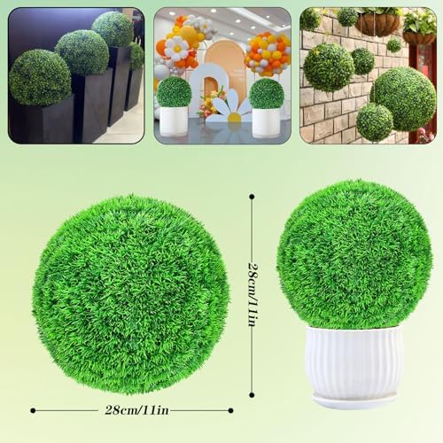 Faux Boxwood Decorative Balls Dia 11in, Artificial Grass Fake Plants, Decorative Balls for Home Decor, Small Artificial Plants, Garden Spheres Large Outdoor, Decorative Grass Ball Ornament - Image 7