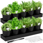FoldTier 2 Sets Indoor Herb Garden Planter Kit with 10 Metal Pots, Black by FoldTier
