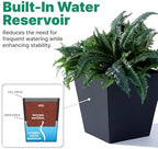 Step2 Tremont Short Square Planter 2-Pack, 14 in Resin Planters, Self-Watering, Onyx Black - Image 5