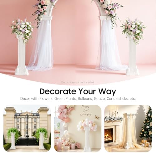 Roman Columns Wedding Stand Roman Pillar Plant Stand Plastic Greek Column Statue Pedestal Flower Pot Holder Decor, Wedding Event Party Elegant Decorative Column (White, 4Pcs, 11.81x35.43 Inch) - Image 5