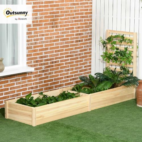 Outsunny Raised Garden Bed Trellis, 2 Compartments, 43 Inch, Natural Tone - Image 2