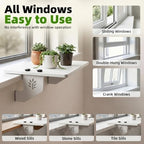 Set of 2 Window Sill Plant Shelves, 17''x13‘’ Window Sill Extender, Heavy-Duty Solid Wood Window Shelf for Plants, Renter Friendly No Drilling/Damage, Holds Up to 30 LBS (2, White) - Image 7