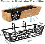 2 Pack 30 Inch Deck Railing Planter Box - Window Boxes Planters with Adjustable Brackets Coco Liners Balcony Planters Railing Hanging for Window Flower Boxes Outdoor Garden Decor - Image 2