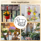 6 PCS Round Hanging Railing Planters, Hanging Flower Stand Iron Baskets, Hanging Planters for Outdoor Plants, Metal Rack Fence Shelf Plant Holder with Hooks for Balconies, Gardens, Indoor Spaces - Image 6