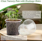 RooTrimmer 60 Pack Clear Nursery Pots with Humidity Domes, 4 Inch Plastic Plant Pots with Drainage Holes for Seedlings, Transparent Seed Starting Pot for Cuttings Propagation Indoor Gardening - Image 3