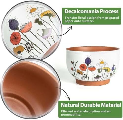 Terracotta Pots, 8+6 Inch Plant Pots, 2 Pcs with Drainage Holes - Image 5