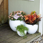 Beuta Large Poly Planters for Outdoor Plants - Set of 3, 8/12/14 Inches Outdoor Planters for Porch - Tall Planter for Outdoor & Indoor Plants | Large Indoor Plant Pot - USA Made - Limewash - Image 2