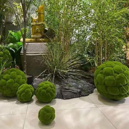 Artificial Plant Topiary Ball Tree Dia 6in, Faux Moss Balls Decorative, Round Faux Moss Balls Outdoor, Green Grass Decorative Balls, for Indoor/Outdoor Wedding Party Decor - Image 3