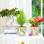Sungmor Vintage Ceramic Planter Set of 3, 5.5 Inch Crackle Glaze Planters - Image 2