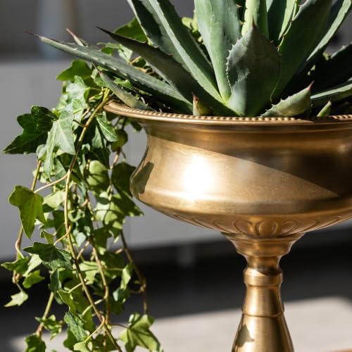 WORTH 15" H. Tall Gold Color Urn Vase for Centerpieces, 11.8" Dia. Classic Metal Trumpet Small Flower Pots for Table, Bowl Vase for Wedding Party Event Home Decor, Smooth, Non-Aged Finish - Image 3