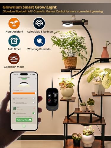GLOWRIUM Smart Full Spectrum LED Grow Light for Indoor Plants (Black 2PCS) - Image 2