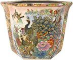Red Lantern 10" Porcelain Flower Pot, Satsuma Ladies & Peacock by RedLantern
