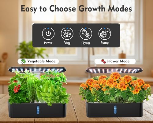 Hydroponics Growing System Kit 12 Pods Indoor Garden, Hydroponic Indoor Herb Garden Kit with Grow Light, Smart in Door Gardening Gifts for Women, Adjustable Height, Auto Timer, Quiet Pump - Image 5