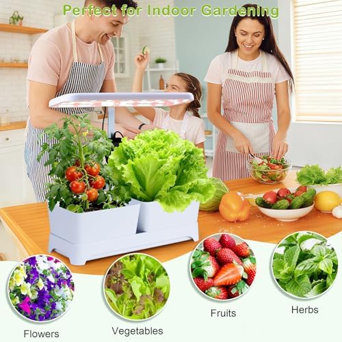 Indoor Herb Garden with Grow Light & Pots, Full Spectrum LED Planter for Kitchen Herbs & Houseplants, Height Adjustable Indoor Growing System for Home & Apartment Decor (White, 16 * 6.3 * 7.1 inch) - Image 5