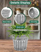 11 Inch Galvanized Planters, 3 Pack Metal Plant Pots with Drainage Hole - Image 3