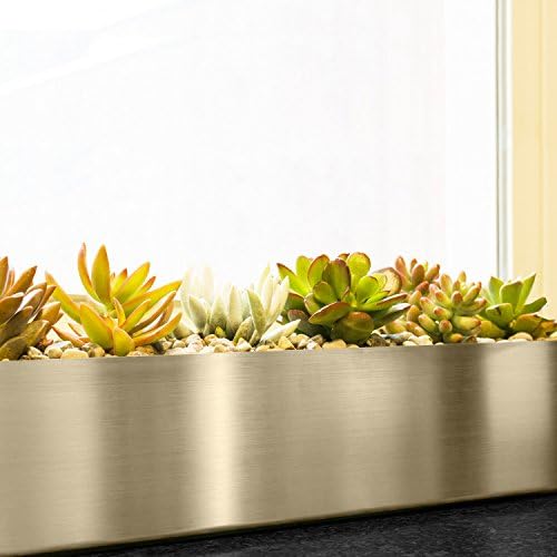 Buhbo Modern Trough Rectangle Planter 16 inch, Brushed Stainless Steel - Image 6