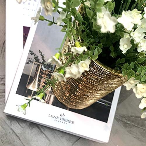WGV Ceramic Cylinder Vase Bulk Width 4" Height 6" Elegant Unique Modern Matte Floral Container Planter Pot Centerpiece for Event Party Wedding Office Home Decor, Gold Textured 12 Pieces - Image 4