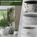 Craft flowerpots 18"+13"+9" Dia Round Concrete Planter Set of 3 Large Outdoor/Indoor Planter Pots Containers with Drainage Holes and Rubber Plug for Home Garden (White, Large) - Image 4