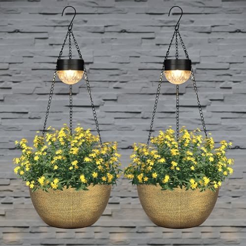 BAYN 2 Packs Solar Hanging Basket Planters for Plants Outdoor - Image 2