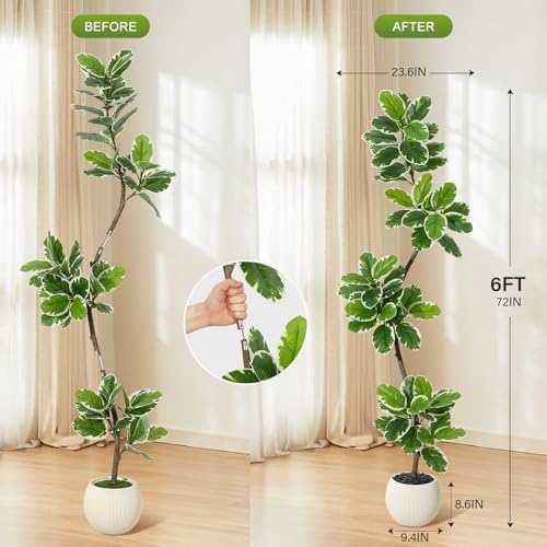 GarveeHome Fiddle Leaf Fig Tree Artificial Indoor with Sphere Planter - Image 5
