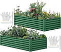 YITAHOME 72x36x18 in 2pcs Galvanized Raised Garden Bed Kit, Large Metal Planter Box with Gloves & Support Rod, Outdoor Flower Bed for Plants Vegetables, Green by YITAHOME