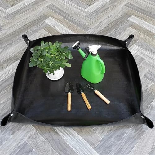 Repotting Mat Plant Repotting Mat Waterproof Flower Pots Transplanting Pad Potting Soil Control Foldable Succulent Potting Mat Gardening Tray(Black-50x50cm) - Image 2