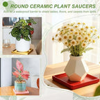 7.5 Inch Ceramic Plant Saucers, Square Flower Planter Water Trays Ceramic Plant Saucer Pot Tray -Fitting for (Outdoor/Indoors/Garden/Planting/Water/Flower/Coffee) White - Image 4